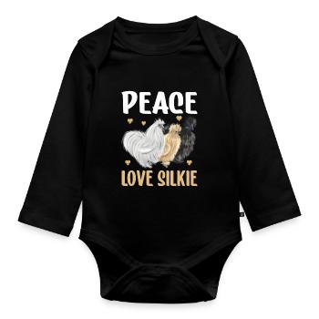 Silkie Chicken Funny Farm Animal Lover - Organic Longsleeve Baby Bodysuit - black - Front