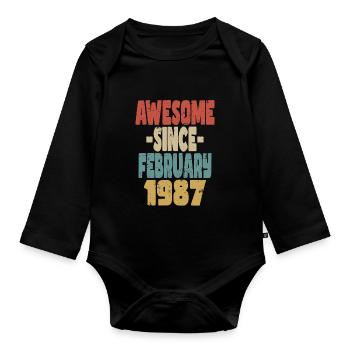 Awesome February 1987 - Organic Longsleeve Baby Bodysuit - black - Front
