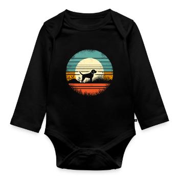 Vintage Sunset Beagle - Baby Bio-Langarm-Body - Schwarz - Vorne