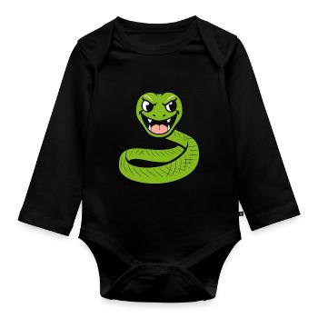 Humour petit serpent - Body Bébé bio manches longues - noir - Devant