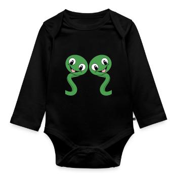 Humour petit serpent - Body Bébé bio manches longues - noir - Devant