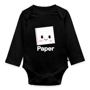 Ciseaux Papier Pierre Drôle Groupe Kawaii - Body Bébé bio manches longues - noir - Devant