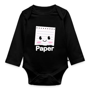 Ciseaux Papier Pierre Drôle Groupe Kawaii - Body Bébé bio manches longues - noir - Devant