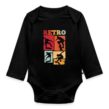 Skateboard Skateboarding Skater Vintage Boarder Sk - Organic Longsleeve Baby Bodysuit - black - Front