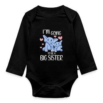 Promu à Going To Be A Big Sister Cute Elephant - Body Bébé bio manches longues - noir - Devant