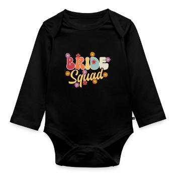 Groovy Bridal Wedding Party Bridal Flower Flowers - Organic Longsleeve Baby Bodysuit - black - Front