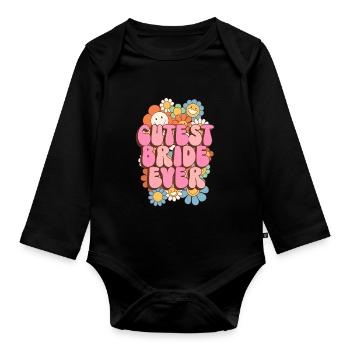 Groovy Bridal Wedding Party Bridal Flower Flowers - Organic Longsleeve Baby Bodysuit - black - Front
