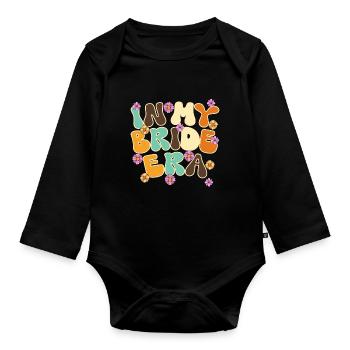 Groovy Bridal Wedding Party Bridal Flower Flowers - Organic Longsleeve Baby Bodysuit - black - Front