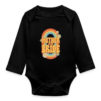Groovy Bridal Wedding Party Bridal Flower Flowers - Organic Longsleeve Baby Bodysuit - black - Front