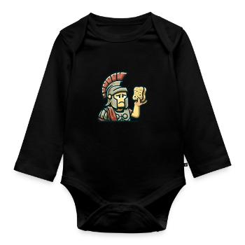 Funny Sponge, Roman History, Bathroom - Organic Longsleeve Baby Bodysuit - black - Front