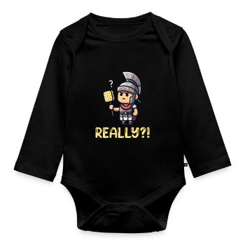 Funny Sponge, Roman History, Bathroom - Organic Longsleeve Baby Bodysuit - black - Front
