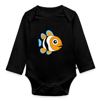 Humour petit poisson clown - Body Bébé bio manches longues - noir - Devant