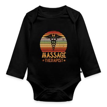Massothérapeute Thérapie Masseuse Appréciation - Body Bébé bio manches longues - noir - Devant