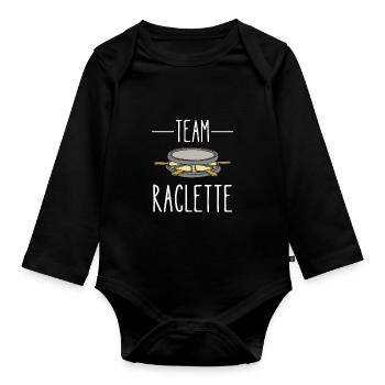 team raclette - Body Bébé bio manches longues - noir - Devant