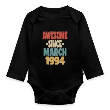 Fantastischer März 1994 - Baby Bio-Langarm-Body - Schwarz - Vorne