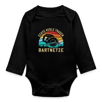 Forstwirtschaft Waldarbeiter Spruch Echte Kerle - Baby Bio-Langarm-Body - Schwarz - Vorne