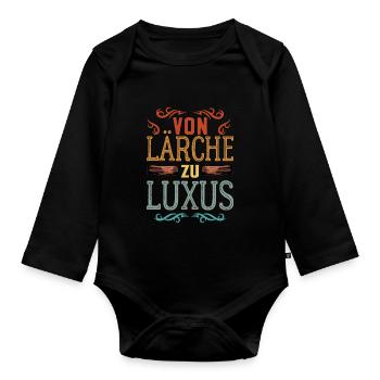 Retro Förster Waldarbeiter Spruch - Lärche - Baby Bio-Langarm-Body - Schwarz - Vorne