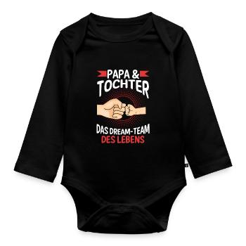 Papa Tochter Vater Familie Geschenk - Baby Bio-Langarm-Body - Schwarz - Vorne