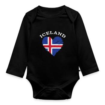 Drapeau de l’Islande Drapeau Reykjavík Islandais - Body Bébé bio manches longues - noir - Devant