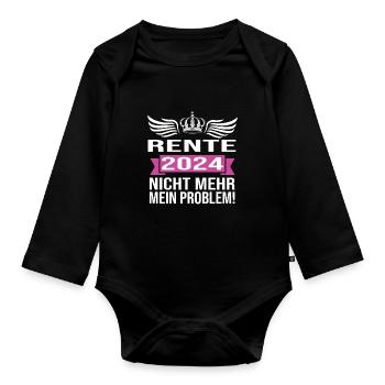 Pension 2024 Pensionärin 2024 Rente 2024 - Baby Bio-Langarm-Body - Schwarz - Vorne