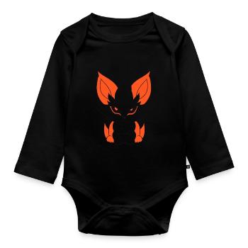 Kitsune Japanese Little Fox Humor - Organic Longsleeve Baby Bodysuit - black - Front