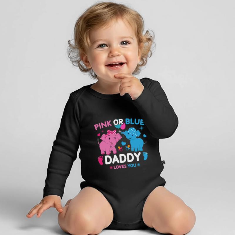Pink Oder Blue Daddy Liebt Dich Geschlecht Baby Bio-Langarm-Body