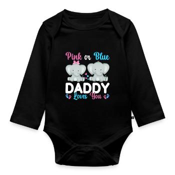 Pink Or Blue Daddy Loves You Sex - Organic Longsleeve Baby Bodysuit - black - Front