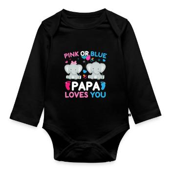 Papa rose ou bleu t'aime le sexe - Body Bébé bio manches longues - noir - Devant
