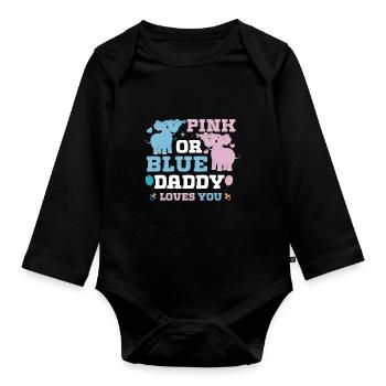 Pink Oder Blue Daddy Liebt Dich Geschlecht - Baby Bio-Langarm-Body - Schwarz - Vorne