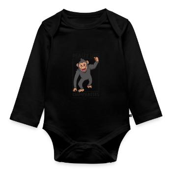 J’adore les chimpanzés - chimpanzé - Body Bébé bio manches longues - noir - Devant