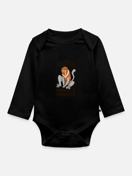Ich liebe Nasenaffen - Nasenaffe - Baby Bio-Langarm-Body - Schwarz