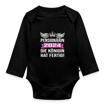 Pension 2024 Pensionärin 2024 Rente 2024 - Baby Bio-Langarm-Body - Schwarz - Vorne