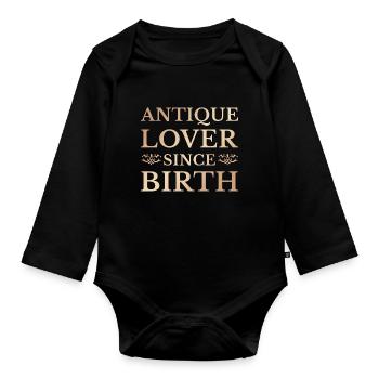 Antique Collector Enthusiast - Vintage Antique - Organic Longsleeve Baby Bodysuit - black - Front