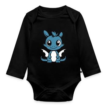 Baby Dragon - Organic Longsleeve Baby Bodysuit - black - Front