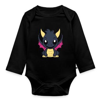 Baby Dragon - Organic Longsleeve Baby Bodysuit - black - Front