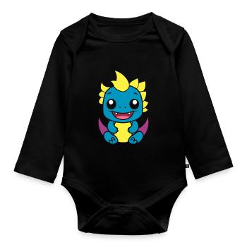 Baby Dragon - Organic Longsleeve Baby Bodysuit - black - Front