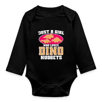 Nuggets de poulet Dino Amateurs de nuggets de dinosaures - Body Bébé bio manches longues - noir - Devant