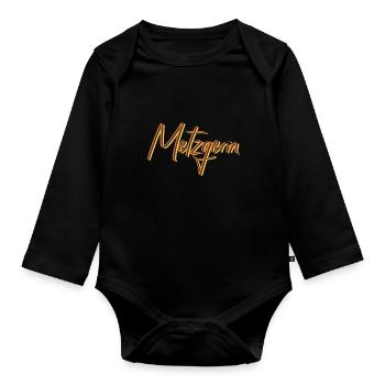 Fleischer Abschluss-Geschenk Metzgerin - Baby Bio-Langarm-Body - Schwarz - Vorne