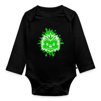 Igel Comic - Baby Bio-Langarm-Body - Schwarz - Vorne
