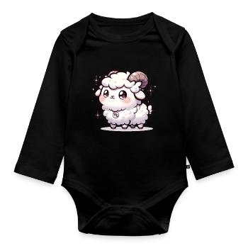 Adorable Kawaii Capricorn Zodiac Sign Birthday - Organic Longsleeve Baby Bodysuit - black - Front
