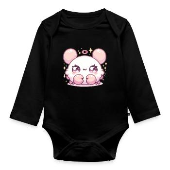 Krebs Sternzeichen Kawaii Charakter Astrologie Geschenk - Baby Bio-Langarm-Body - Schwarz - Vorne