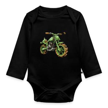 Pixel Bike: Motorcycle Motocross - Organic Longsleeve Baby Bodysuit - black - Front