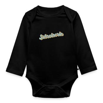 Schreiner Abschluss-Geschenk Schreinerin - Baby Bio-Langarm-Body - Schwarz - Vorne