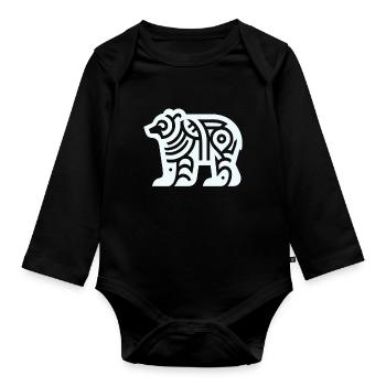 Bär Indianer-Tierkreis - Baby Bio-Langarm-Body - Schwarz - Vorne