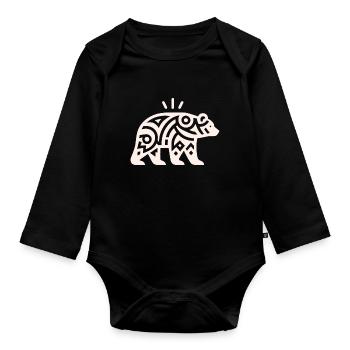 Bär Indianer-Tierkreis - Baby Bio-Langarm-Body - Schwarz - Vorne