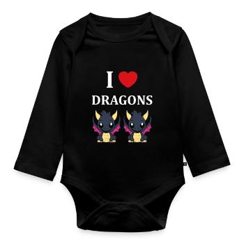 Bébé dragon - Body Bébé bio manches longues - noir - Devant