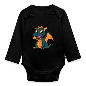 Baby Dragon - Organic Longsleeve Baby Bodysuit - black - Front