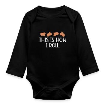 So Rolle Ich Süße Capybara - Baby Bio-Langarm-Body - Schwarz - Vorne