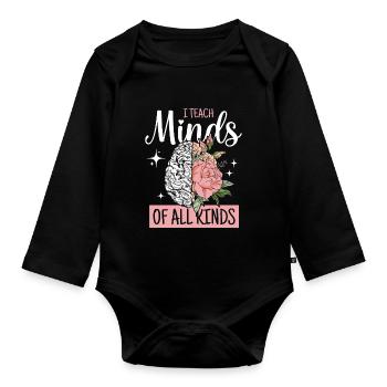 Sped Teacher I Teach Minds All Kinds Aba Therapist - Baby Bio-Langarm-Body - Schwarz - Vorne