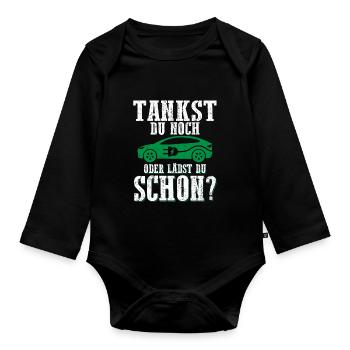 Tankst Du Noch Oder Lädst Du Schon? - Baby Bio-Langarm-Body - Schwarz - Vorne